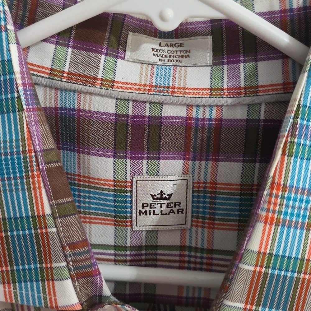 Peter Millar Set Of 2 100% Cotton Collared Button Down Long Sleeve Shirts Large - Picture 8 of 11